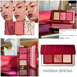 Natasha Denona Berry Pop Cheek Trio Cranberry Red Glow Cream Blush Highlight
